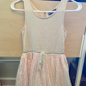 Beautiful Pale Pink Girls' Dress with Silver Lace Trim Sz 10